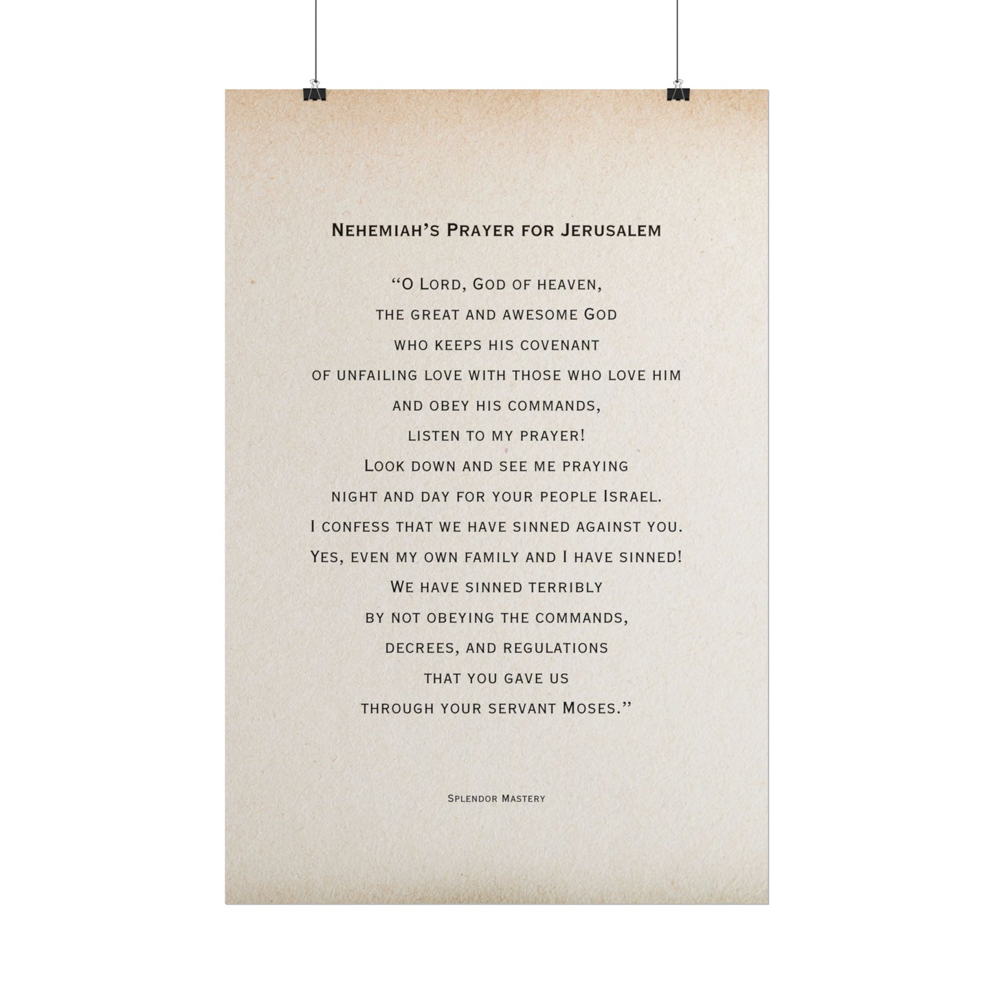 Nehemiah's Prayer for Jerusalem, Poster