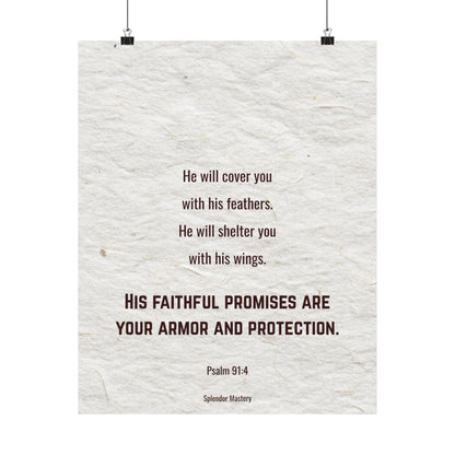 Psalm 91:4, Inspirational Matte Vertical Poster