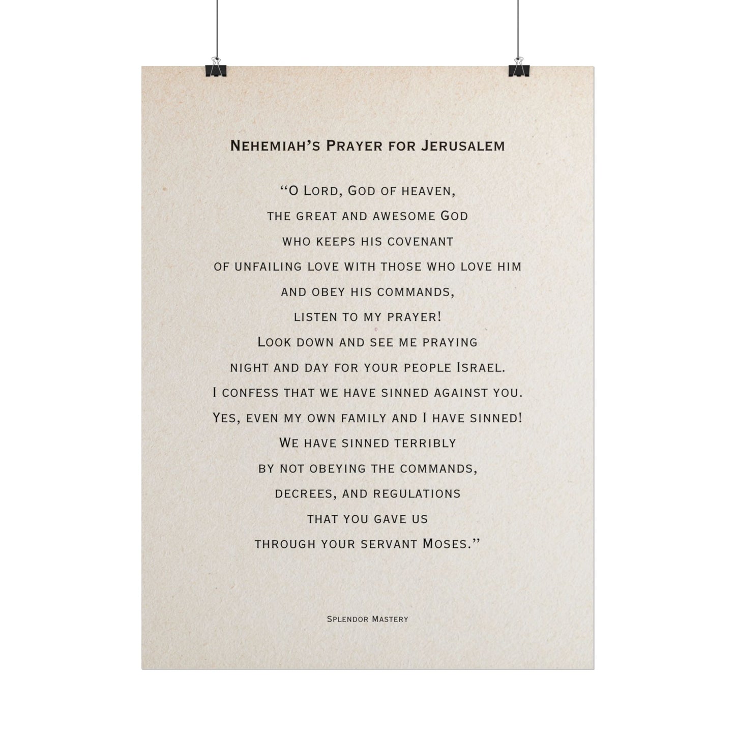 Nehemiah's Prayer for Jerusalem, Poster
