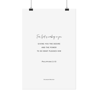 Philippians 2:13, Rolled Poster, Vertical
