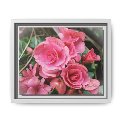 Pink Flowers - Matte Canvas, Framed (Natural)