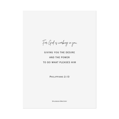 Philippians 2:13, Rolled Poster, Vertical