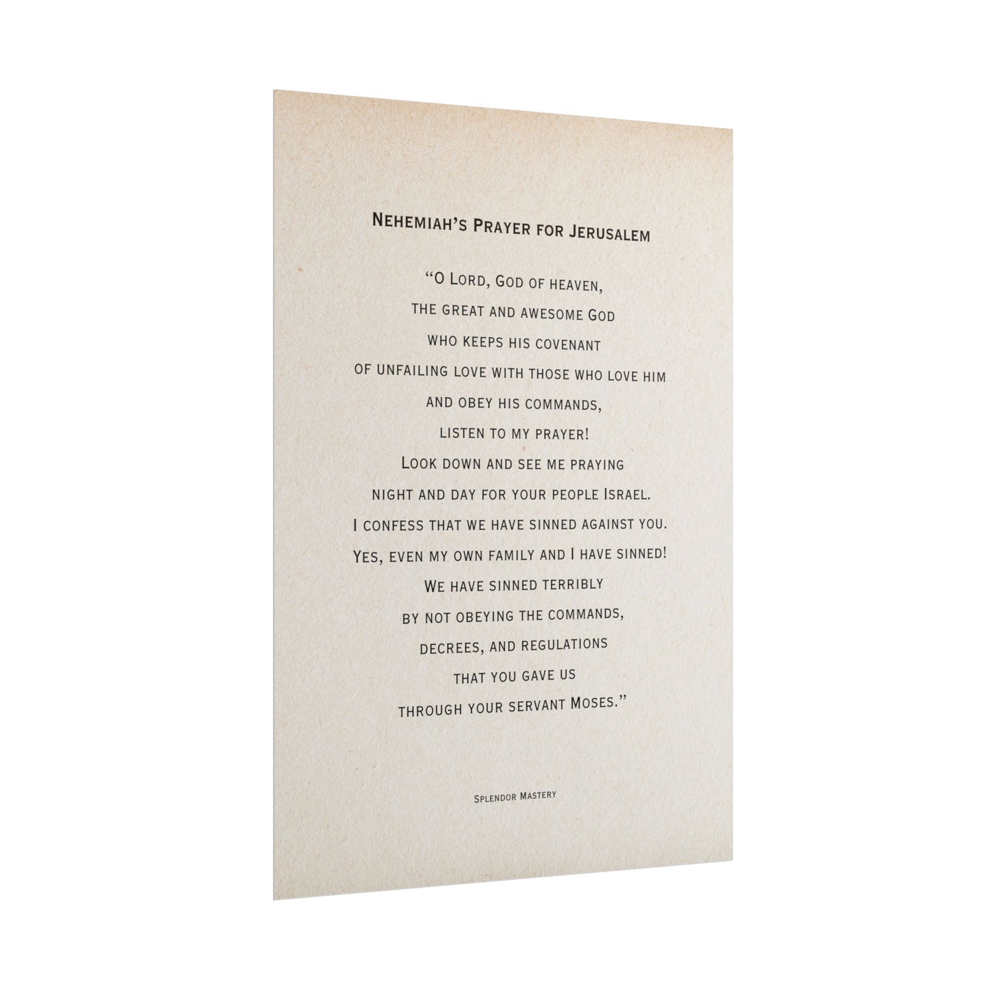 Nehemiah's Prayer for Jerusalem, Poster