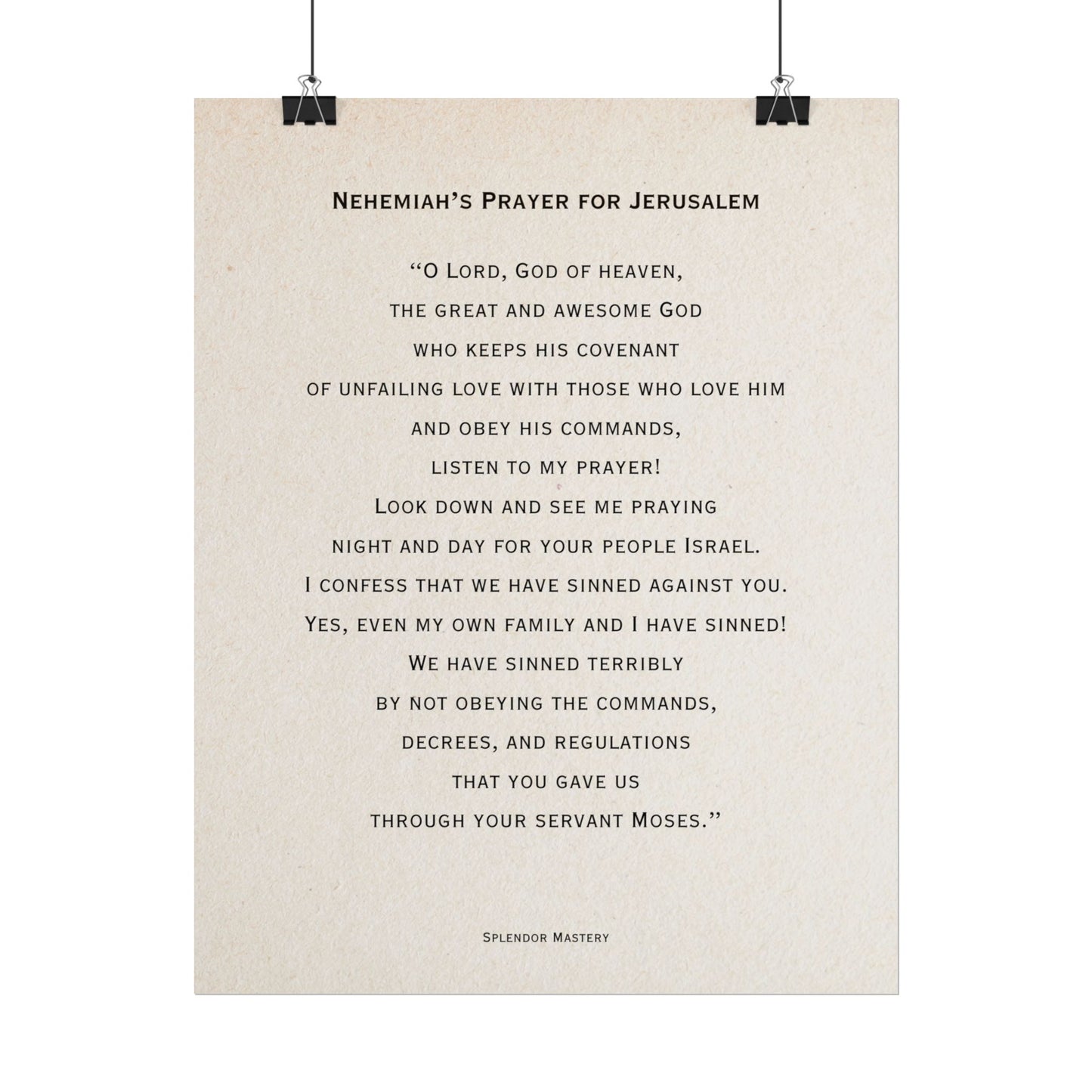Nehemiah's Prayer for Jerusalem, Poster