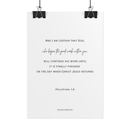 Philippians 1:6, Rolled Poster, Vertical