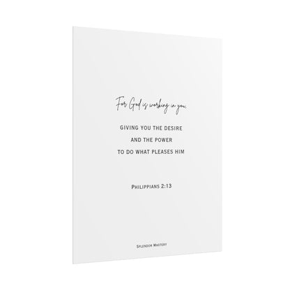 Philippians 2:13, Rolled Poster, Vertical