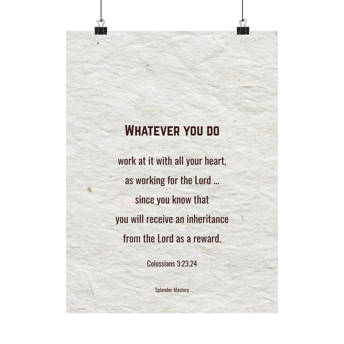Colossians 3:23,24 Inspirational Matte Vertical Poster