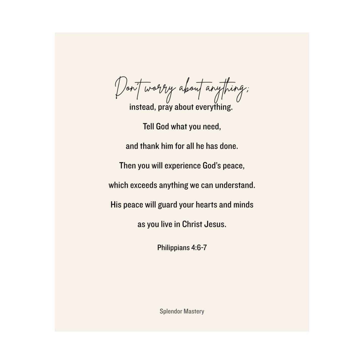 Philippians 4:6-7, Matte Vertical Poster