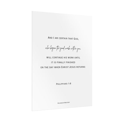 Philippians 1:6, Rolled Poster, Vertical