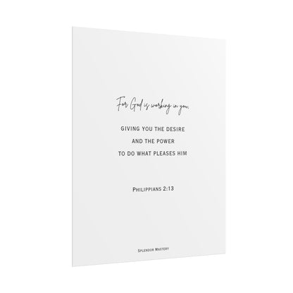Philippians 2:13, Rolled Poster, Vertical