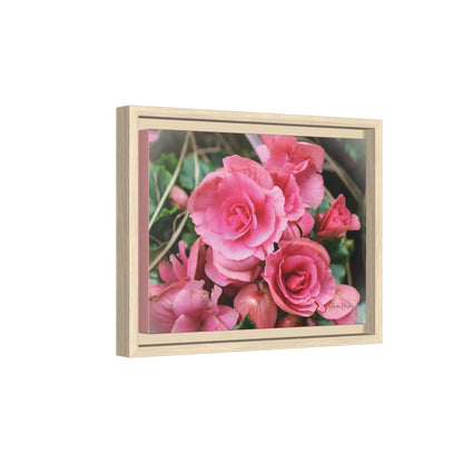 Pink Flowers - Matte Canvas, Framed (Natural)