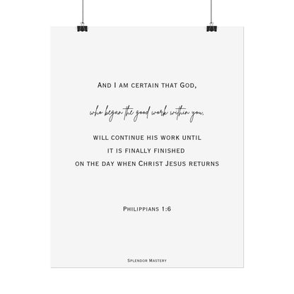 Philippians 1:6, Rolled Poster, Vertical