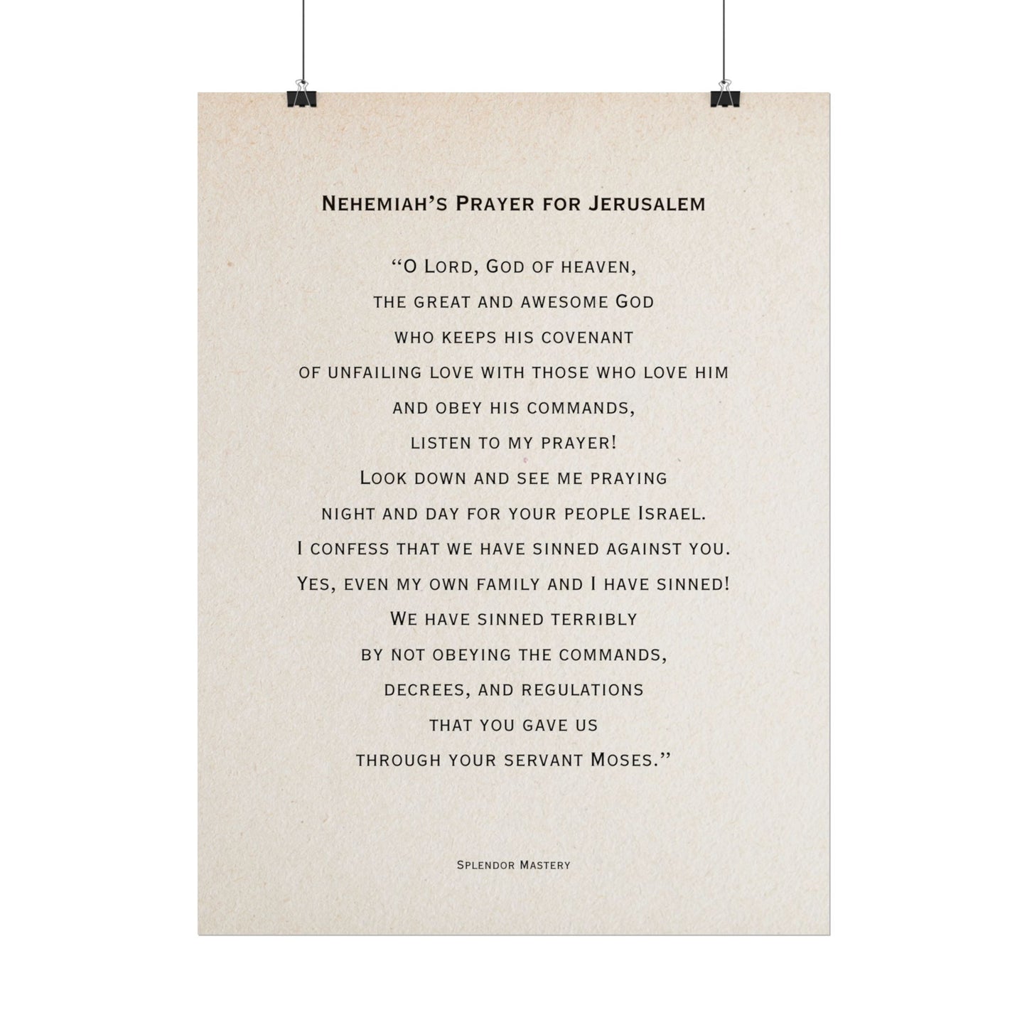 Nehemiah's Prayer for Jerusalem, Poster