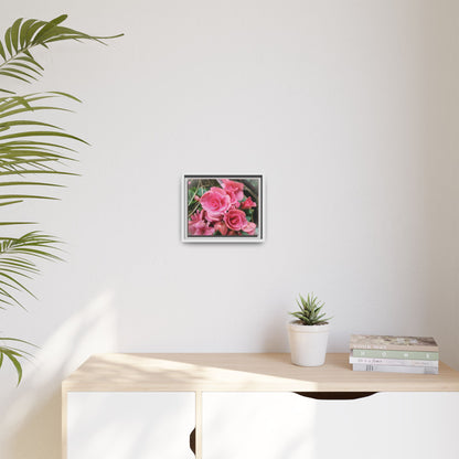 Pink Flowers - Matte Canvas, Framed (Natural)