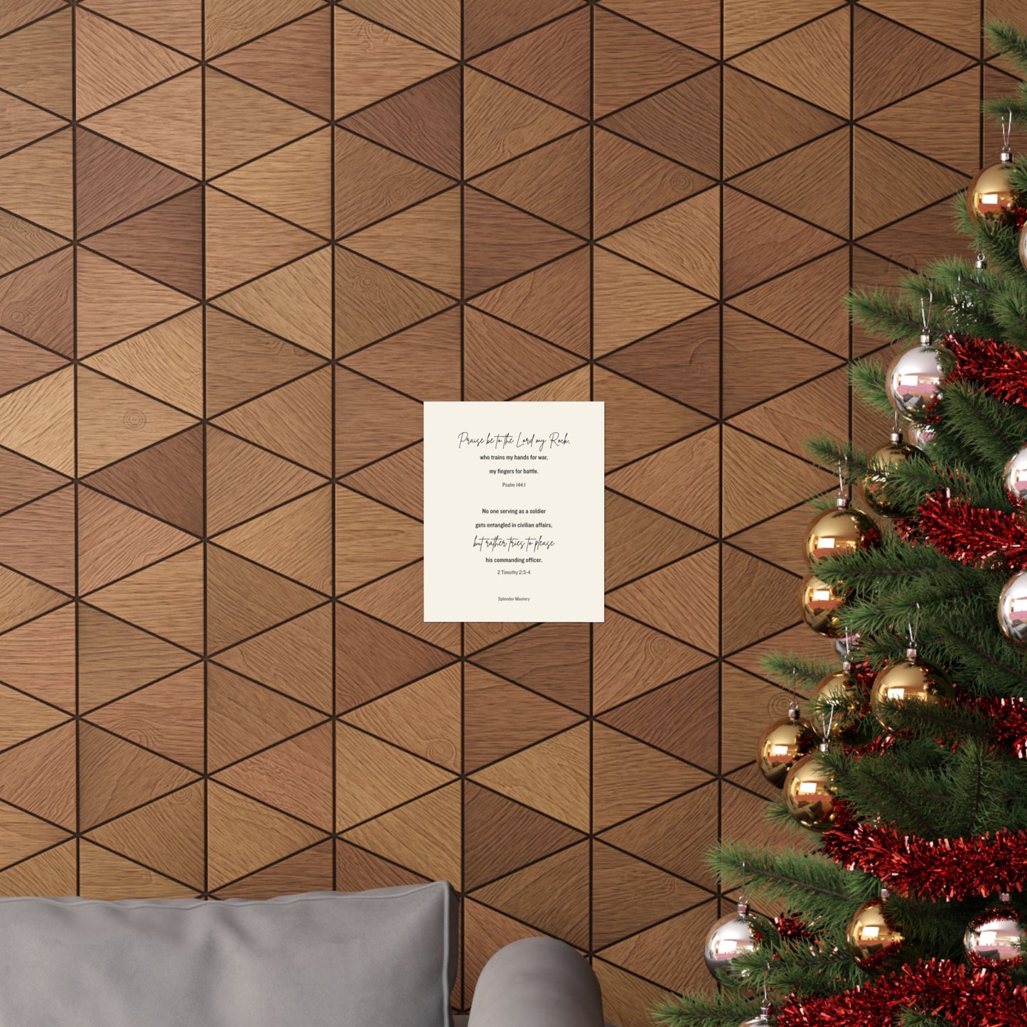 Psalm 144:1 and 2 Timothy 2:3-4, Beige Matte Vertical Poster