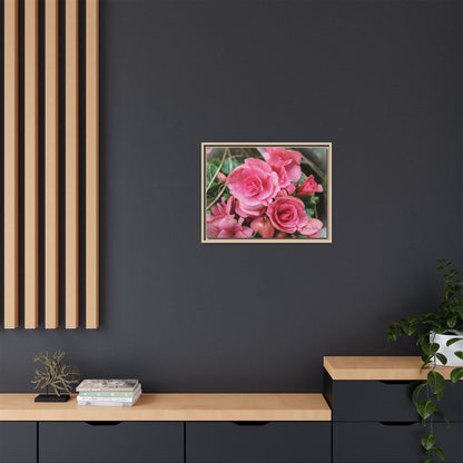 Pink Flowers - Matte Canvas, Framed (Natural)