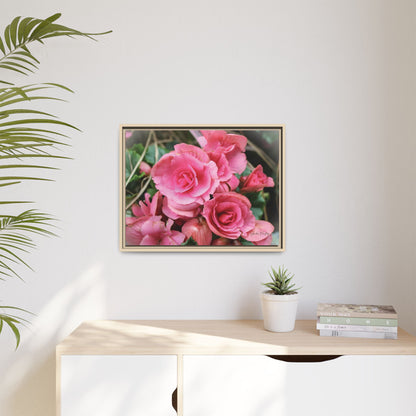 Pink Flowers - Matte Canvas, Framed (Natural)