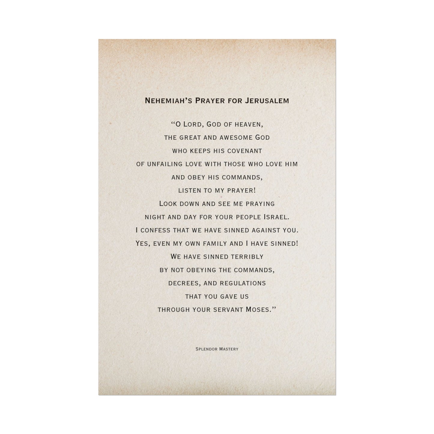 Nehemiah's Prayer for Jerusalem, Poster