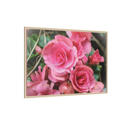 Pink Flowers - Matte Canvas, Framed (Natural)