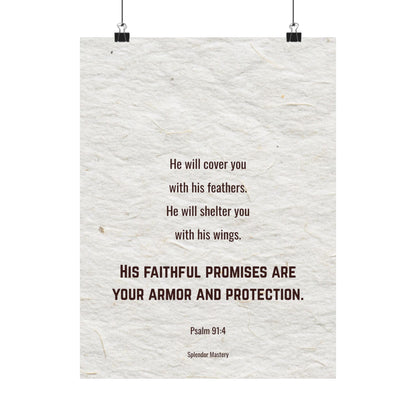 Psalm 91:4, Inspirational Matte Vertical Poster