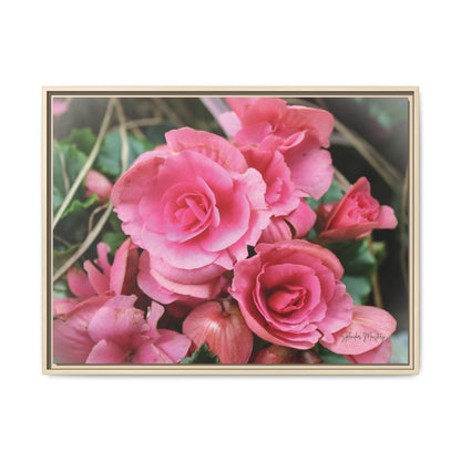 Pink Flowers - Matte Canvas, Framed (Natural)