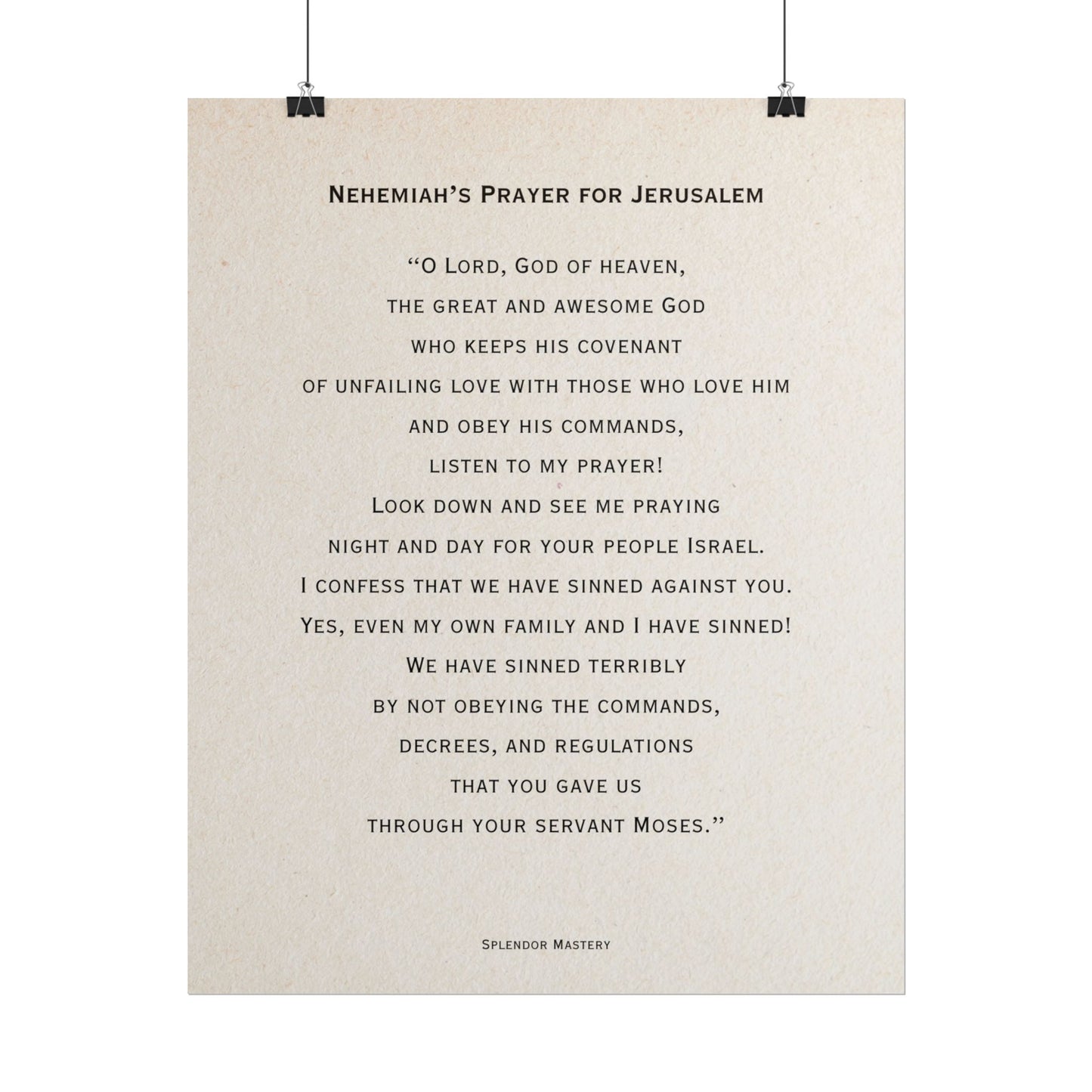 Nehemiah's Prayer for Jerusalem, Poster