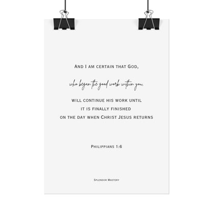 Philippians 1:6, Rolled Poster, Vertical