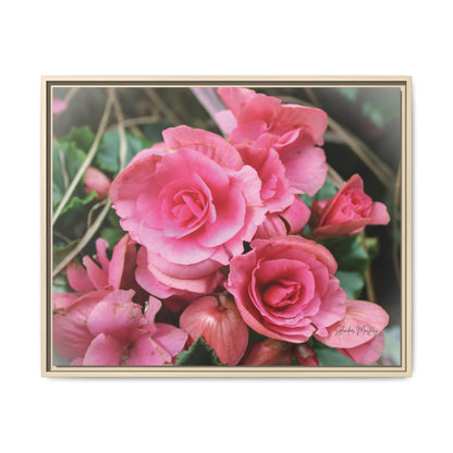 Pink Flowers - Matte Canvas, Framed (Natural)