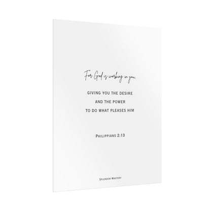 Philippians 2:13, Rolled Poster, Vertical