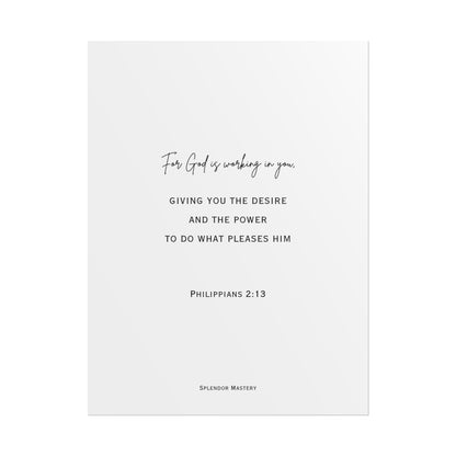Philippians 2:13, Rolled Poster, Vertical