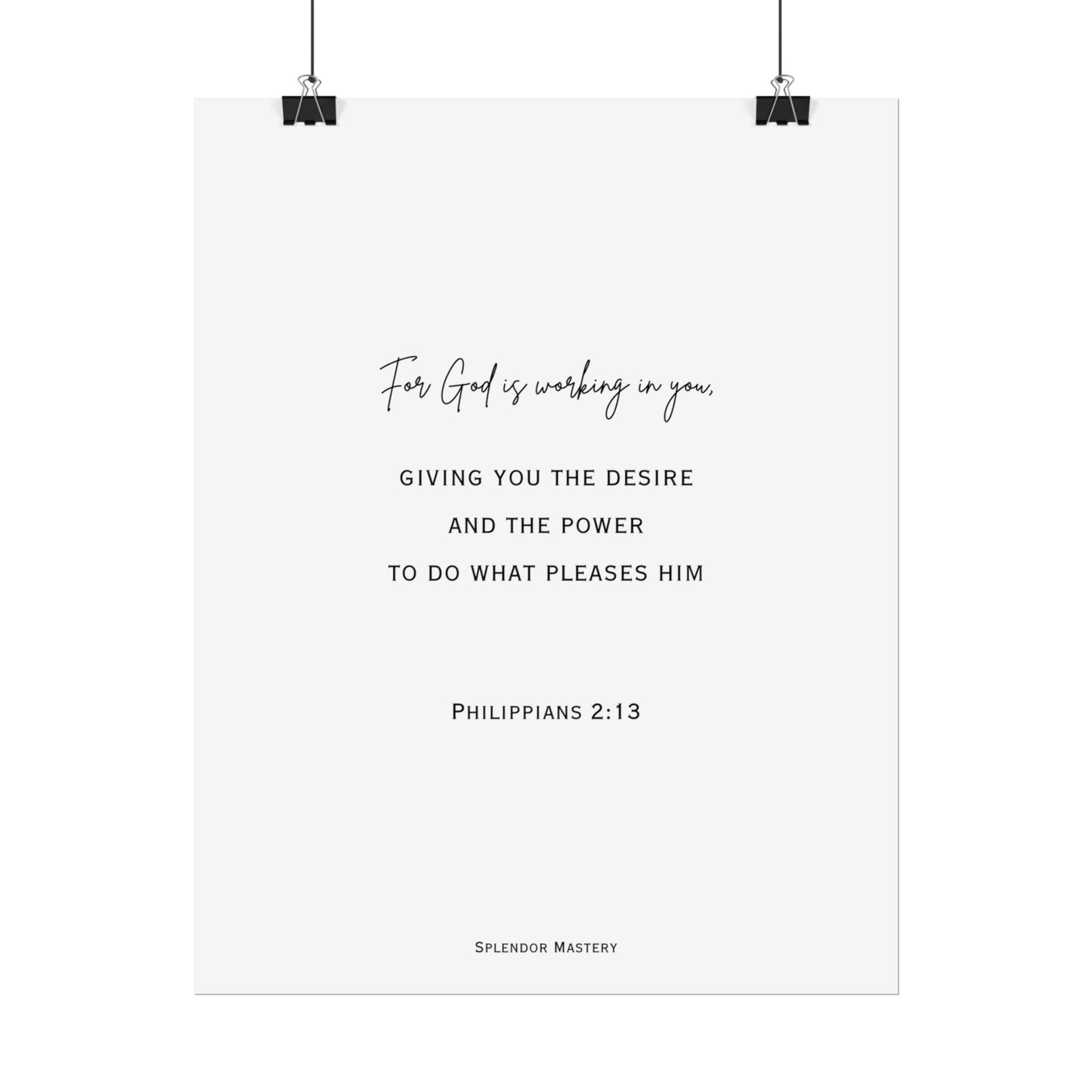 Philippians 2:13, Rolled Poster, Vertical