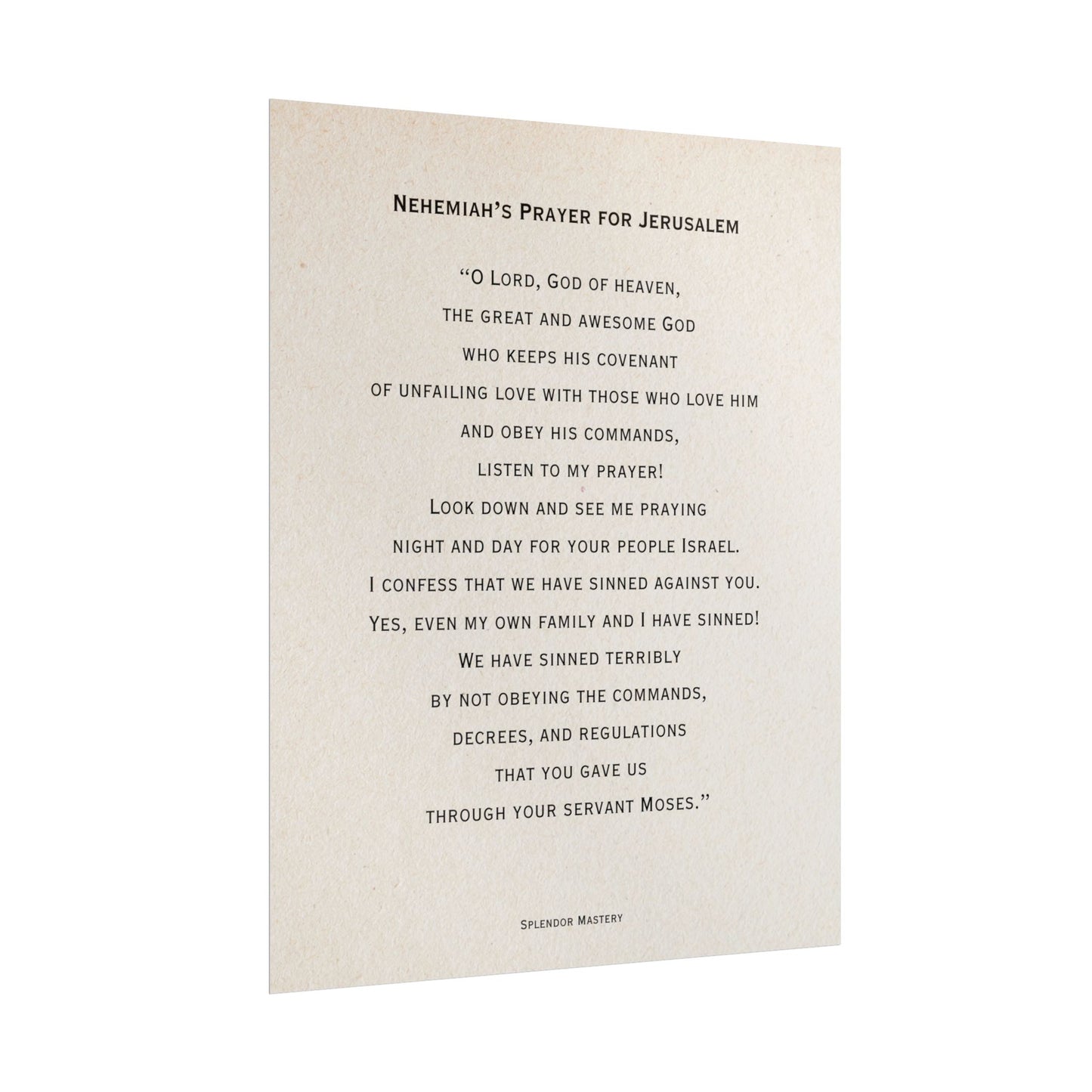 Nehemiah's Prayer for Jerusalem, Poster