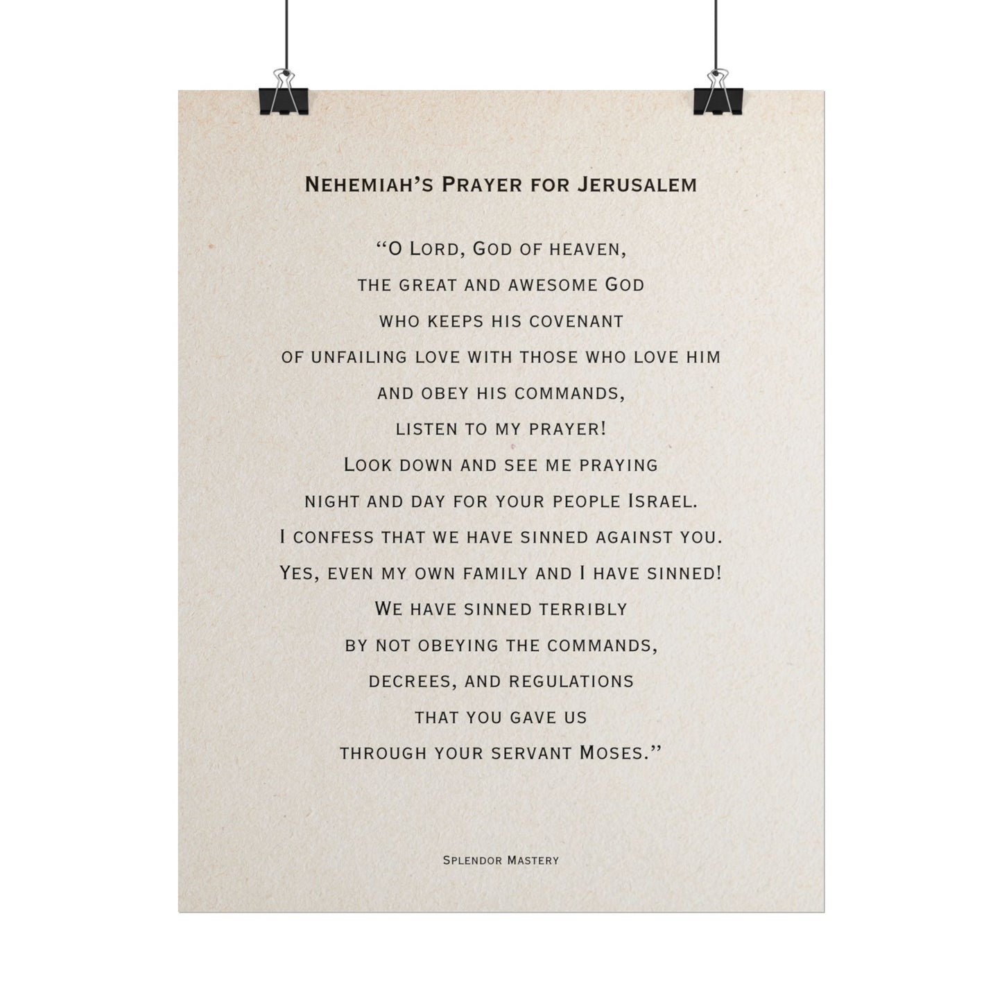 Nehemiah's Prayer for Jerusalem, Poster