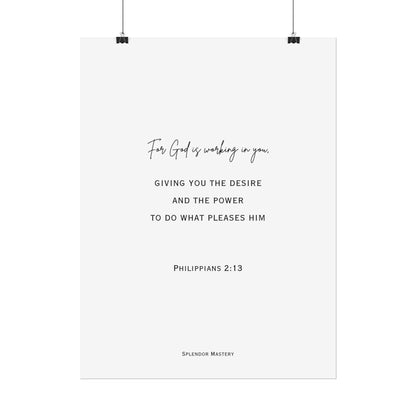 Philippians 2:13, Rolled Poster, Vertical