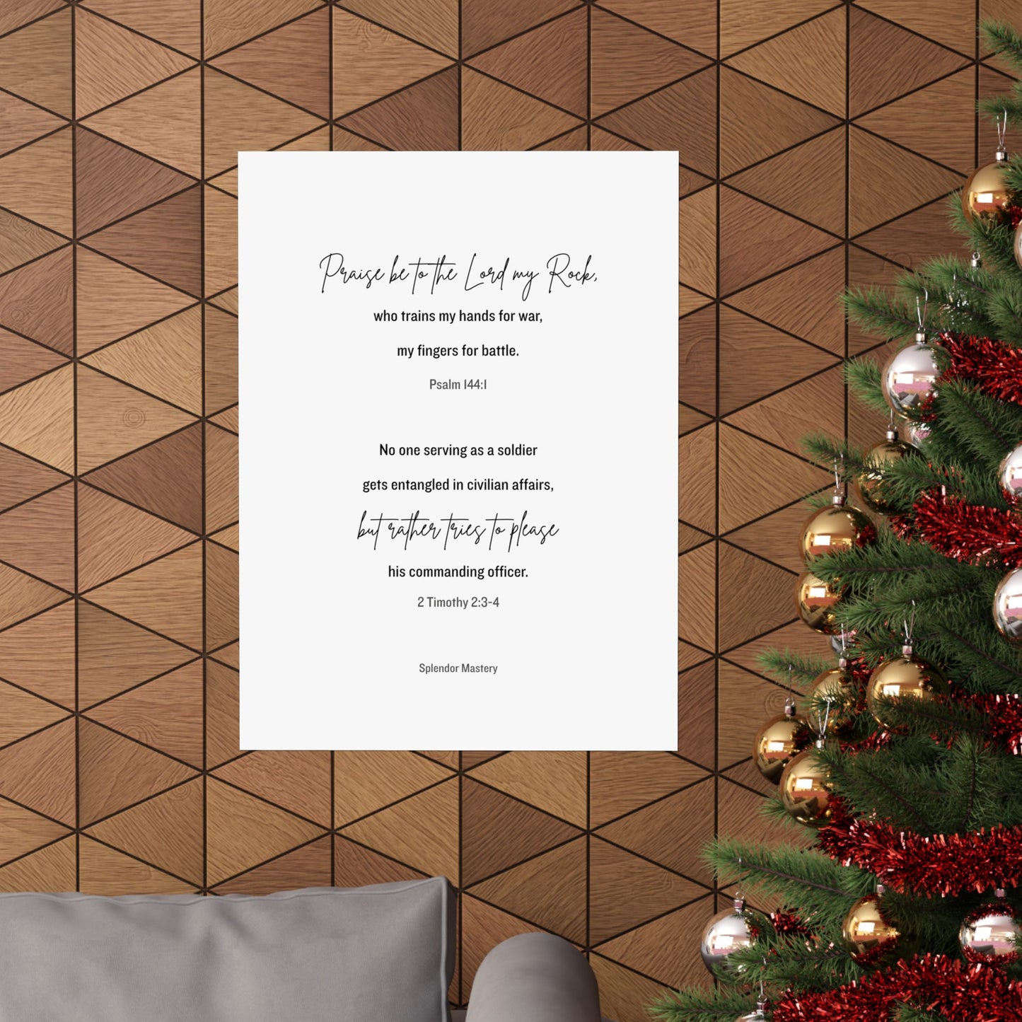 Psalm 144:1 and 2 Timothy 2:3-4, Matte Vertical Poster