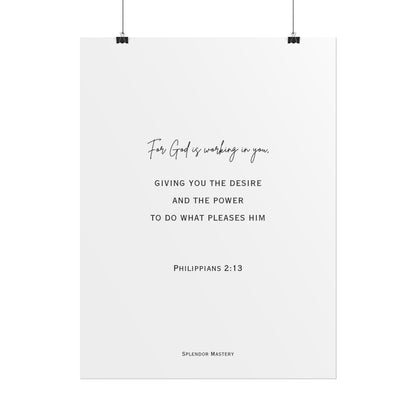 Philippians 2:13, Rolled Poster, Vertical