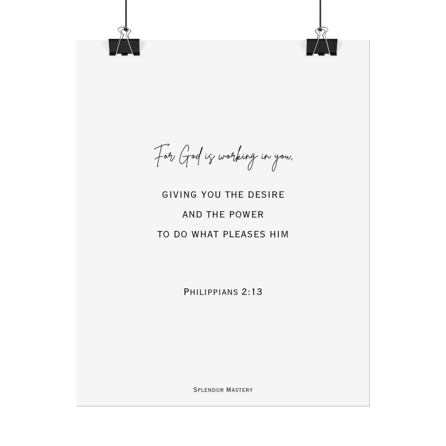 Philippians 2:13, Rolled Poster, Vertical