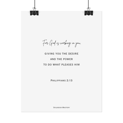 Philippians 2:13, Rolled Poster, Vertical