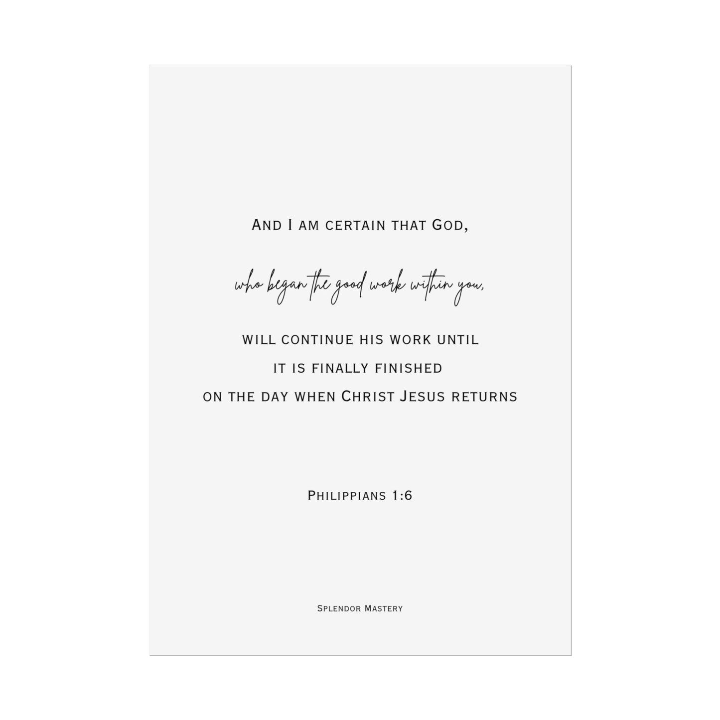 Philippians 1:6, Rolled Poster, Vertical