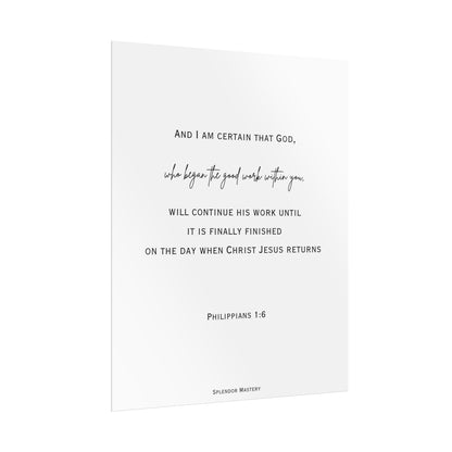 Philippians 1:6, Rolled Poster, Vertical