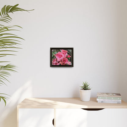 Pink Flowers - Matte Canvas, Framed (Natural)