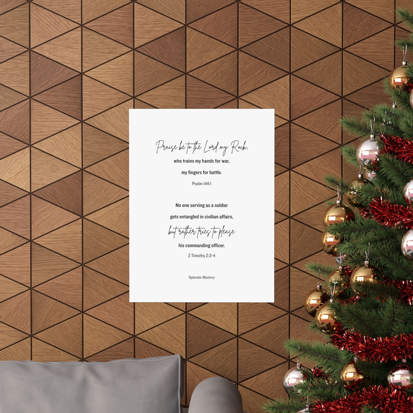 Psalm 144:1 and 2 Timothy 2:3-4, Matte Vertical Poster