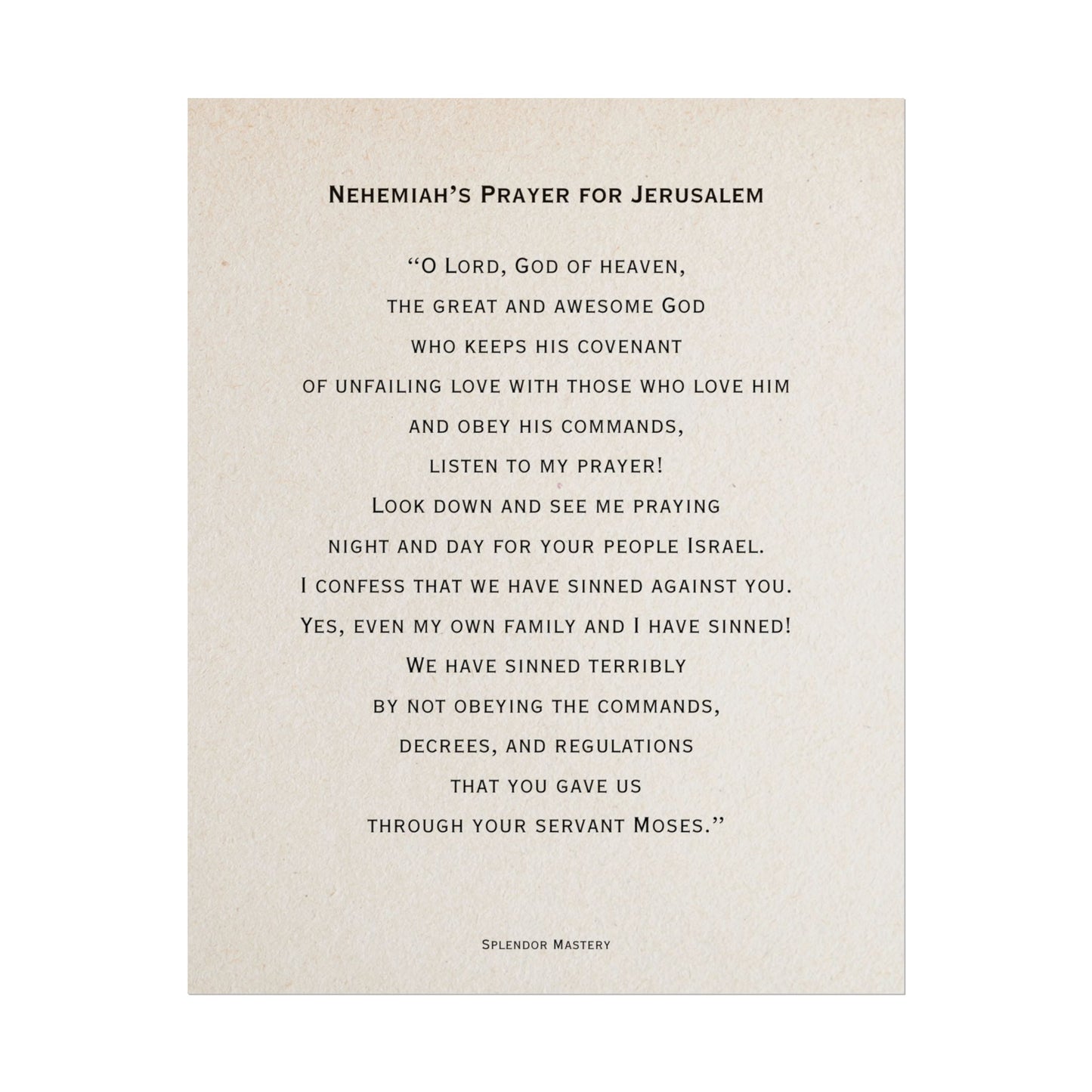 Nehemiah's Prayer for Jerusalem, Poster