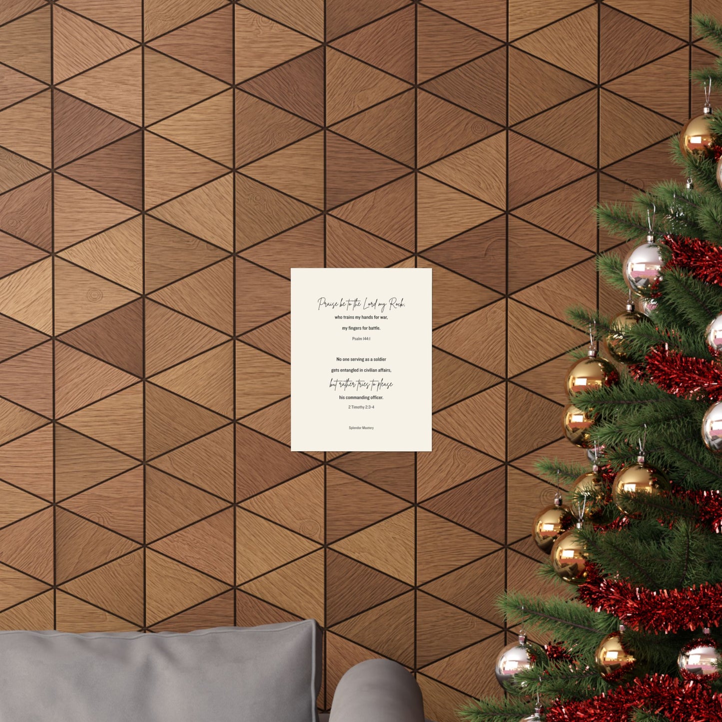Psalm 144:1 and 2 Timothy 2:3-4, Beige Matte Vertical Poster