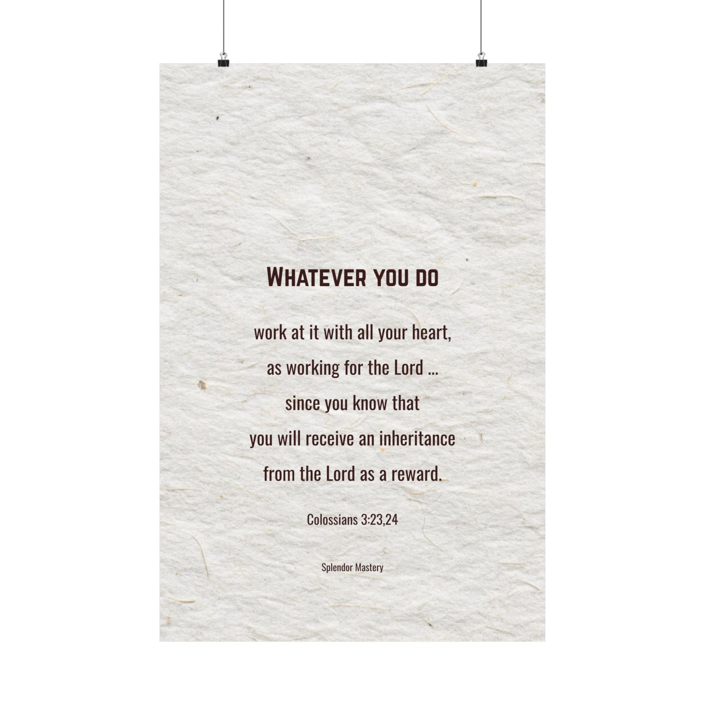 Colossians 3:23,24 Inspirational Matte Vertical Poster