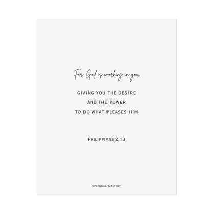 Philippians 2:13, Rolled Poster, Vertical