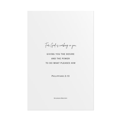Philippians 2:13, Rolled Poster, Vertical