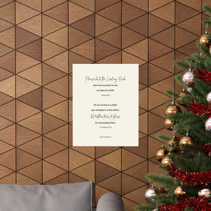 Psalm 144:1 and 2 Timothy 2:3-4, Beige Matte Vertical Poster