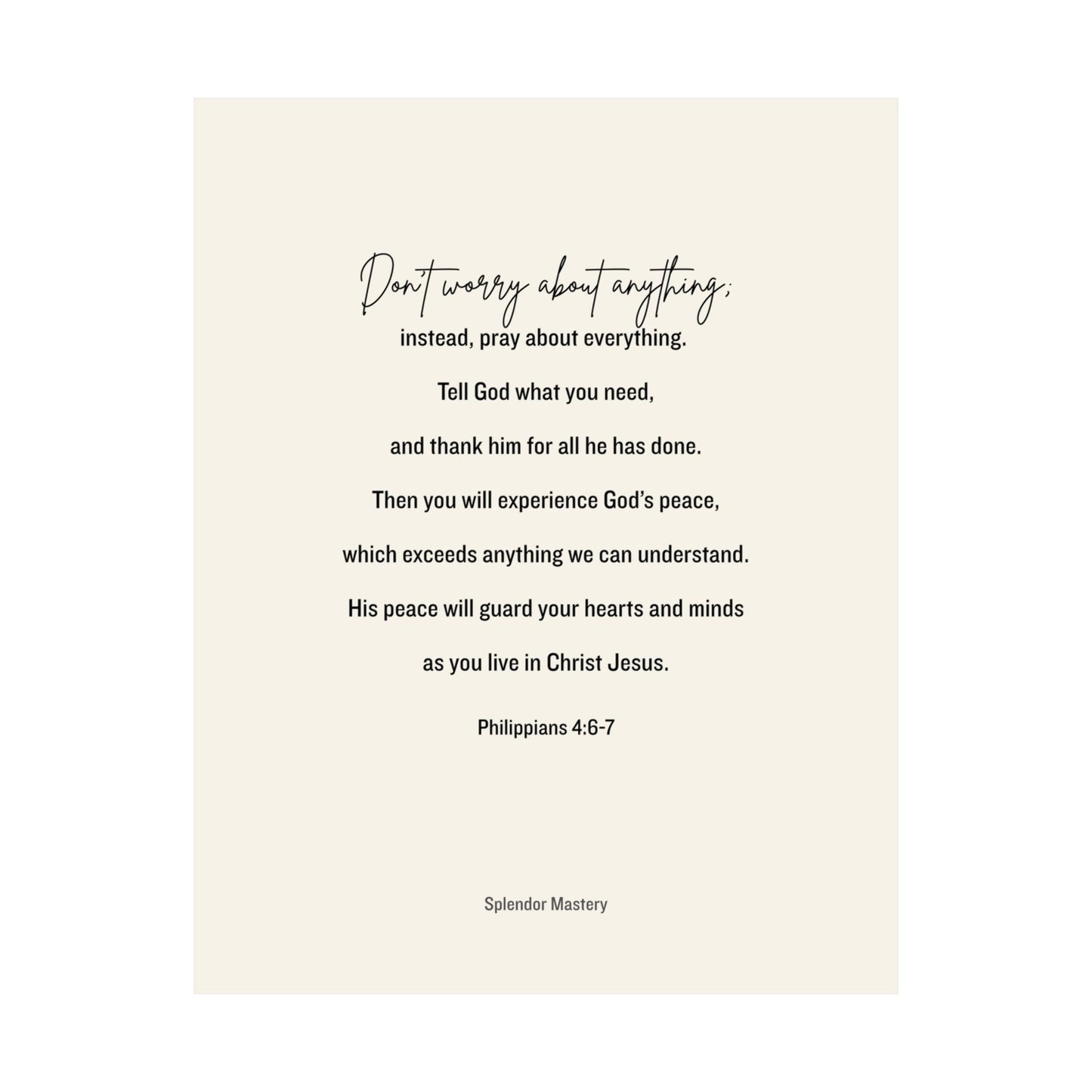 Philippians 4:6-7, Matte Vertical Poster