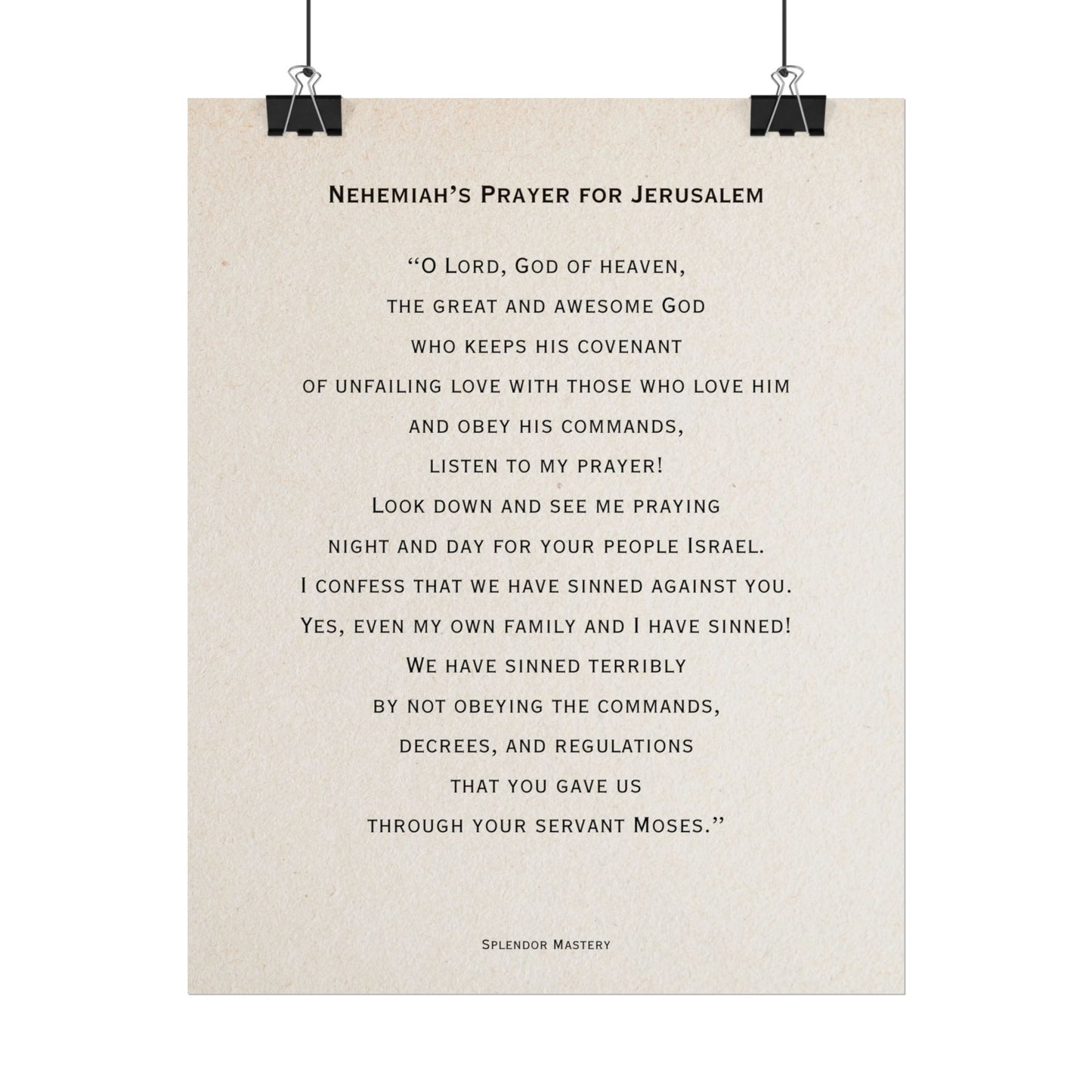 Nehemiah's Prayer for Jerusalem, Poster
